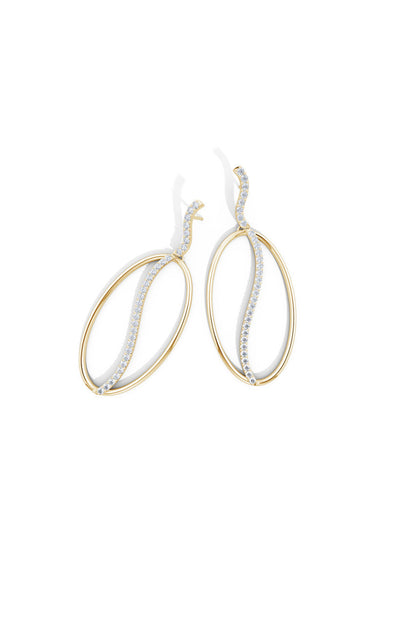 NATORI Buy Shangri-La Elliptical Yin-Yang 14K Gold and Diamond Dangle Earrings in 14K Yellow Gold Online