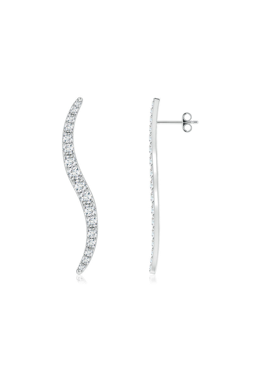 NATORI Buy Shangri-La Brushstroke 14k Gold and Diamond Stud Earrings in 14K White Gold Online