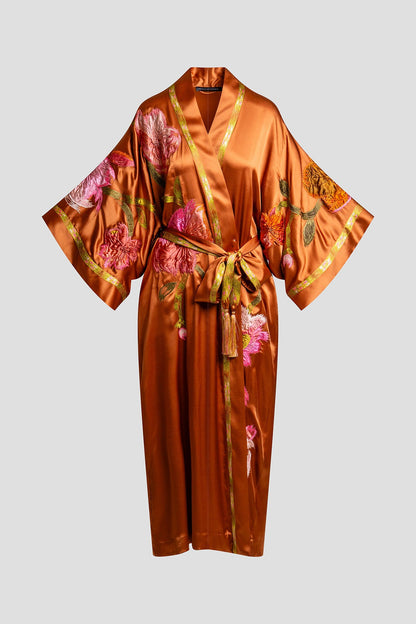 NATORI Couture Brushstroke Embroidered Silk Robe