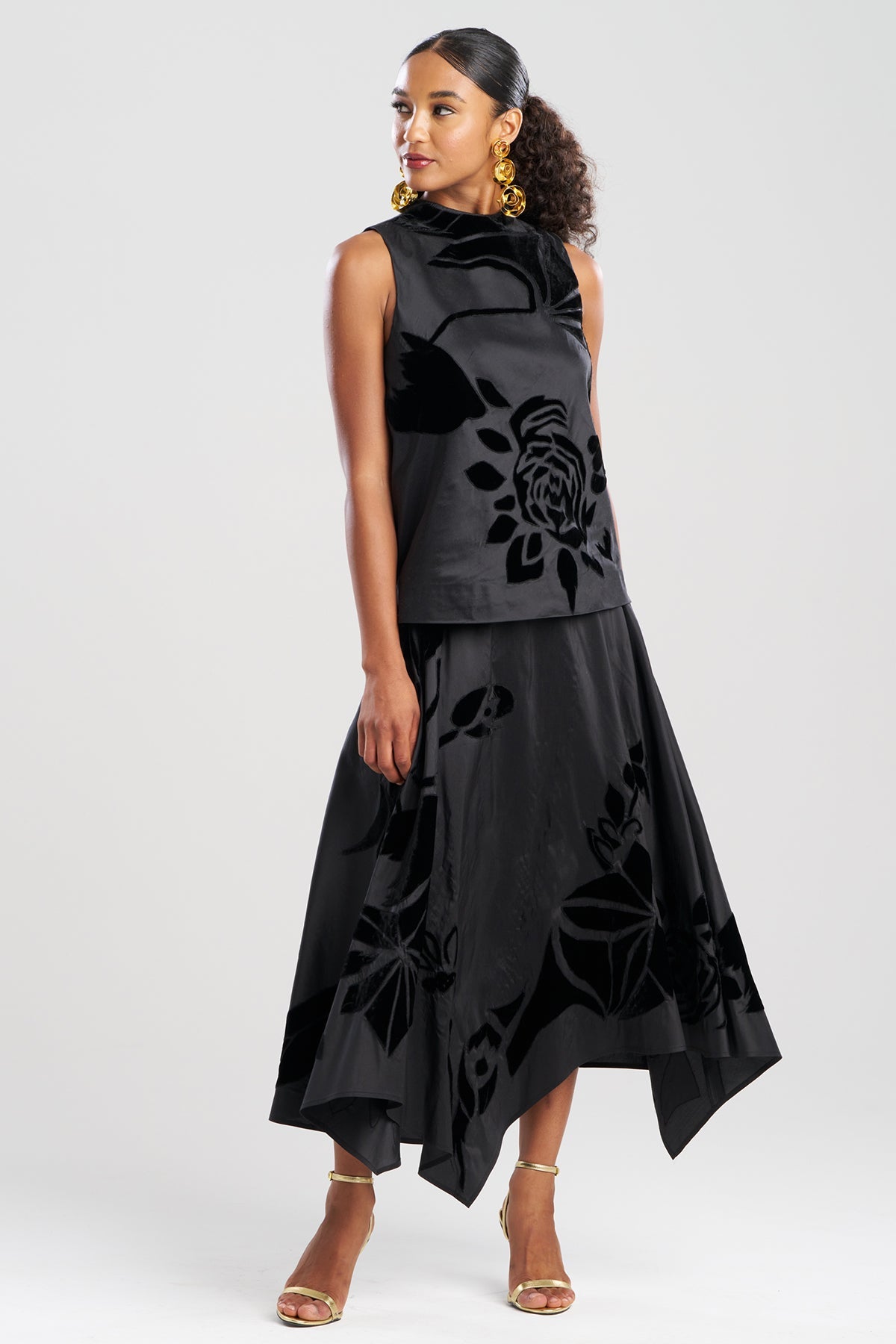 NATORI Couture Silk Dupioni Embroidered Halter Top