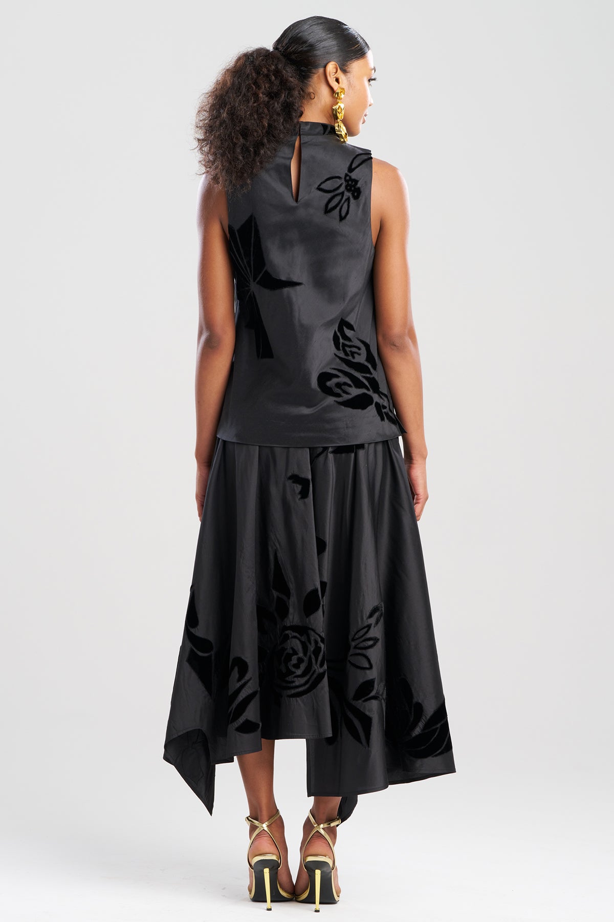 NATORI Couture Silk Dupioni Embroidered Halter Top