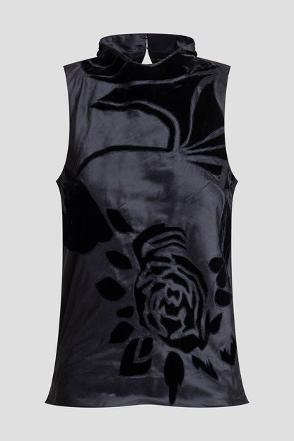 NATORI Couture Silk Dupioni Embroidered Halter Top