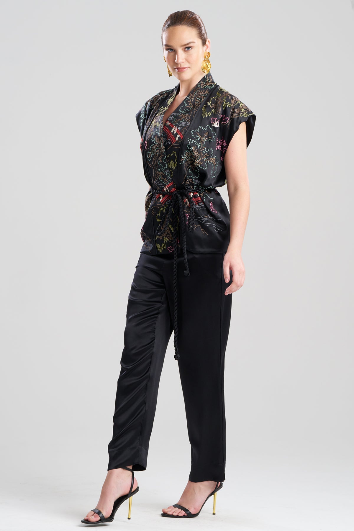 NATORI Couture Nara Multi Embroidered Silk Vest
