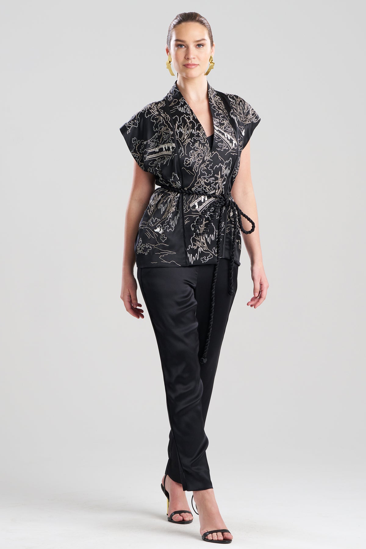 NATORI Couture Nara Embroidered Silk Vest