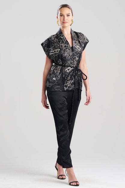NATORI Couture Nara Embroidered Silk Vest