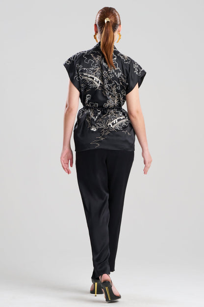 NATORI Couture Nara Embroidered Silk Vest