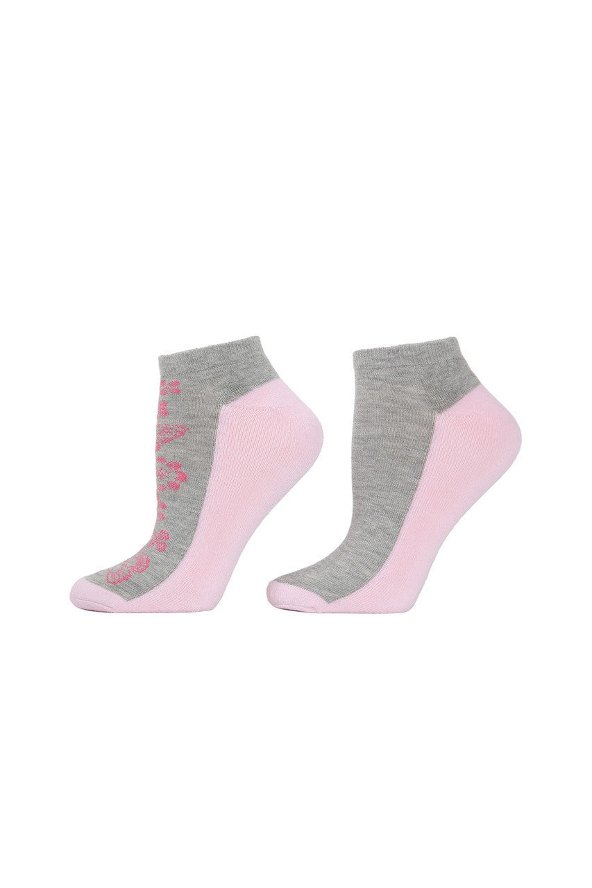NATORI Buy Floral Striped Socks - 2 Pair Pack in White/Pink Online