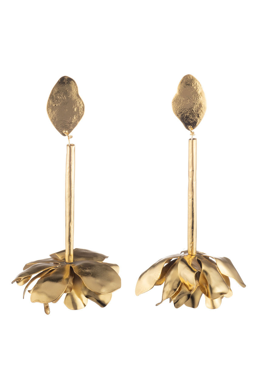 NATORI Buy Gold Plated Brass Floral Drop Earrings in Gold Online