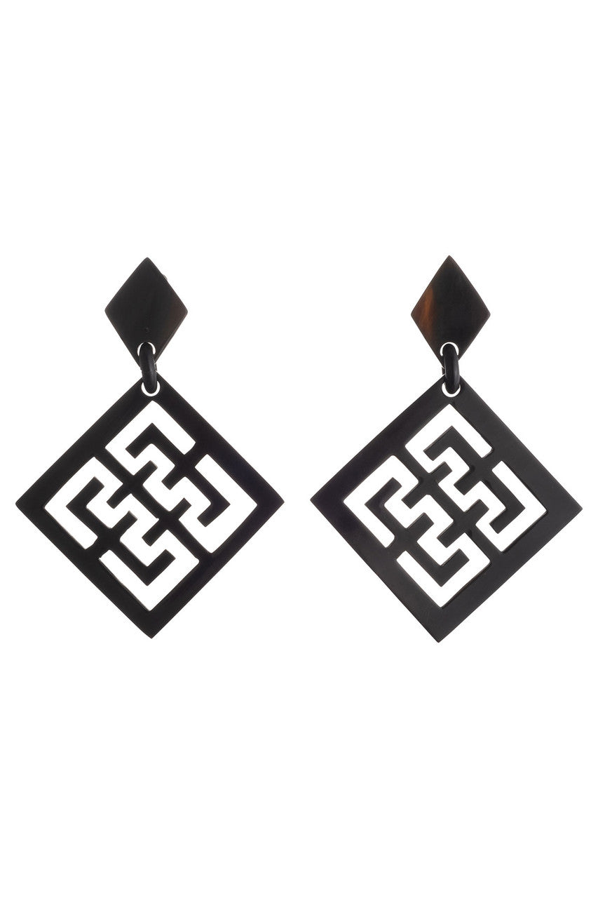 NATORI Buy Buffalo Horn Infinity Clip Earrings in Black Online