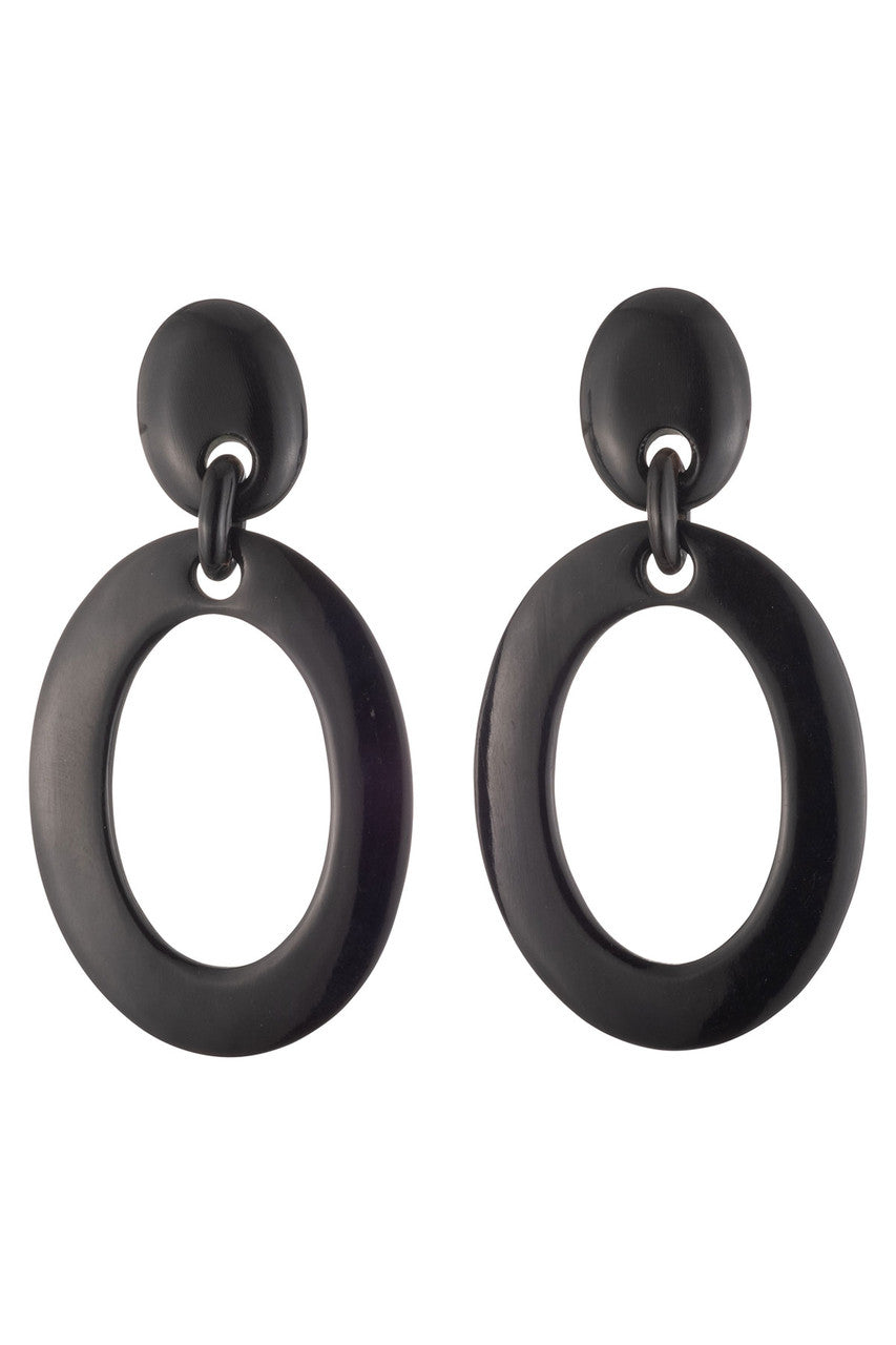 NATORI Buy Buffalo Horn Single Oval Hoop Earrings in Black Online