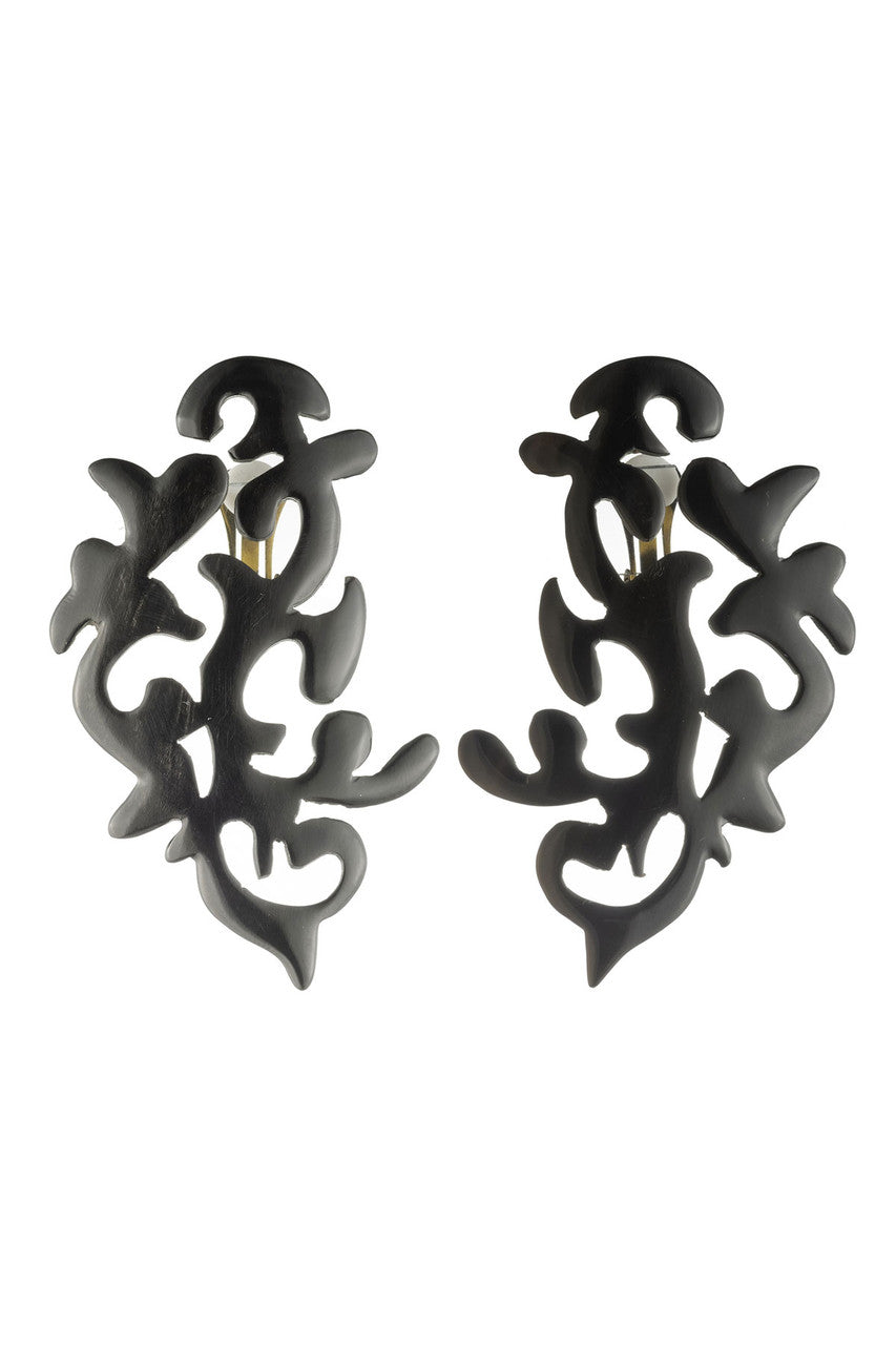 NATORI Buy Buffalo Horn Scroll Earrings in Black Online