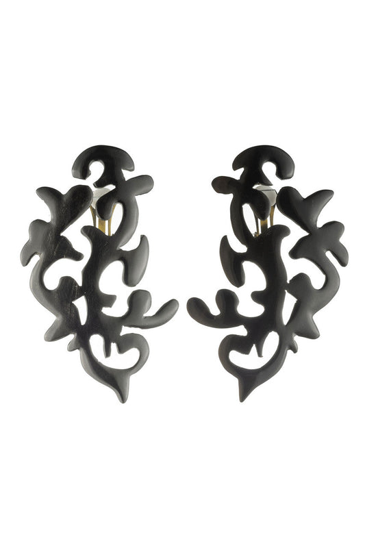 NATORI Buy Buffalo Horn Scroll Earrings in Black Online