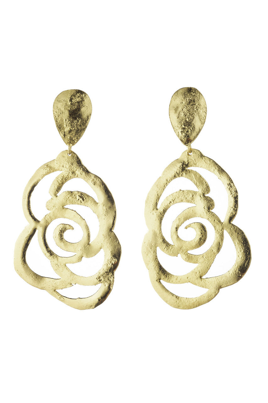 NATORI Buy Gold Plated Floral Scroll Drop Earrings in Gold Online