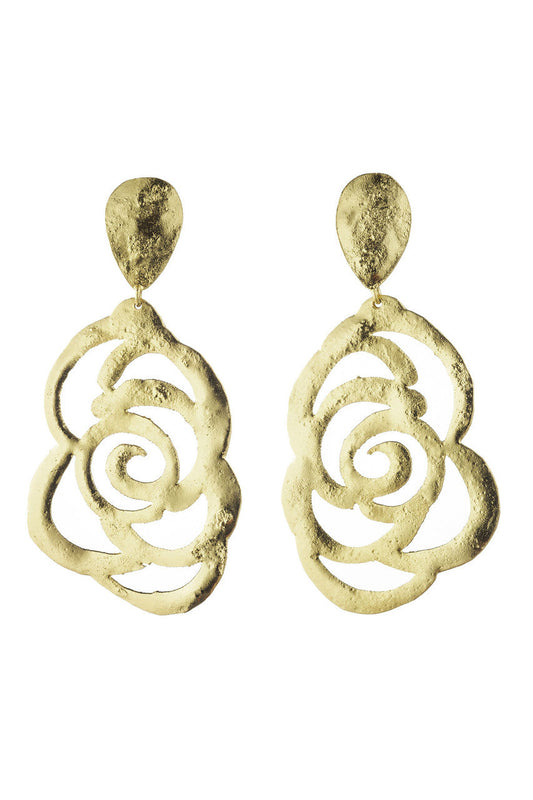 NATORI Buy Gold Plated Floral Scroll Drop Earrings in Gold Online