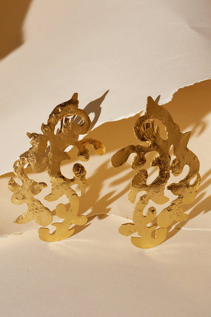 NATORI Buy Gold Plated Scroll Earrings in Gold Online