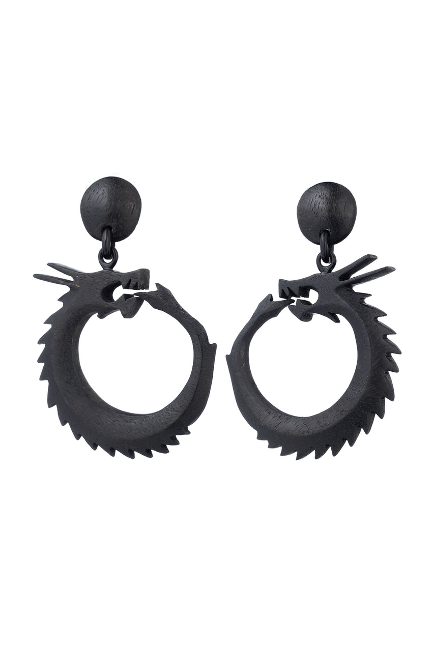 NATORI Buy Buffalo Horn Dragon Drop Earrings in Black Online