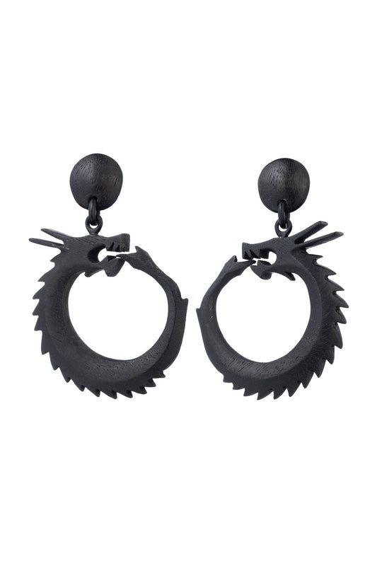 NATORI Buy Buffalo Horn Dragon Drop Earrings in Black Online