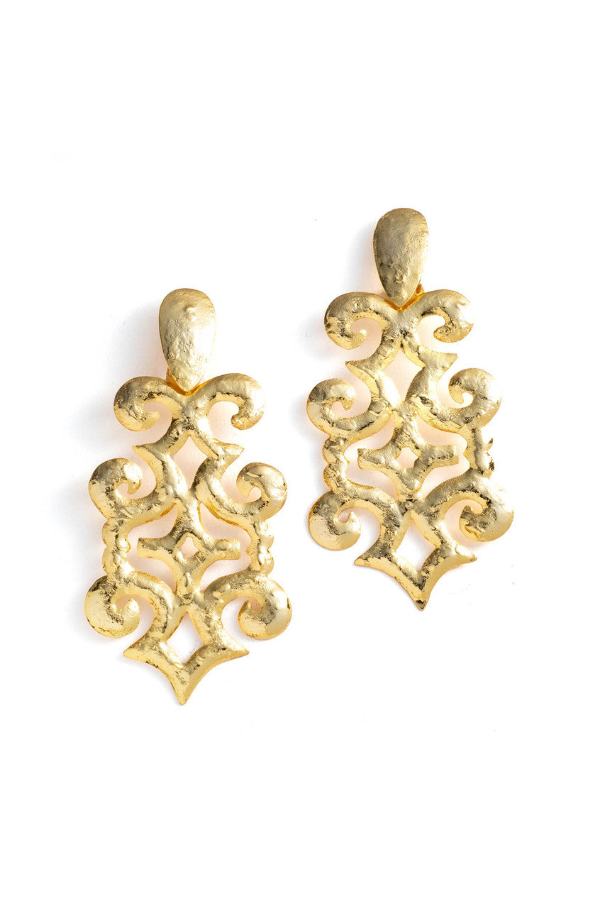 NATORI Buy Gold Plated Brass Teardrop Cut Out Earrings in Gold Online