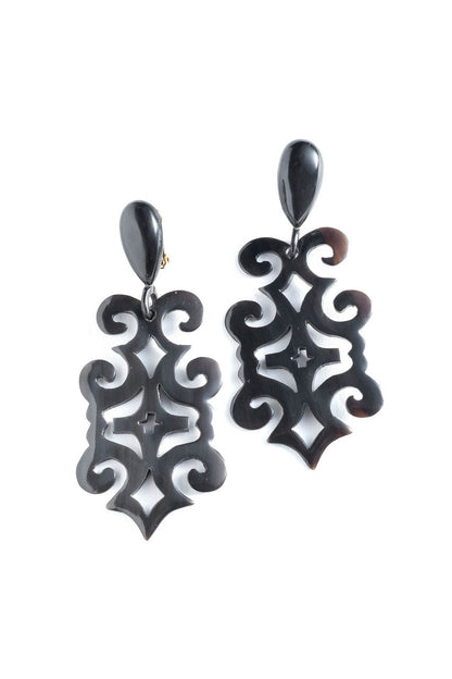 NATORI Buy Buffalo Horn Cut Out Earrings in Black Online
