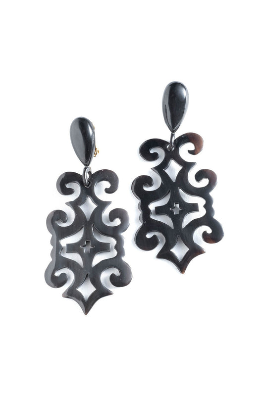 NATORI Buy Buffalo Horn Cut Out Earrings in Black Online