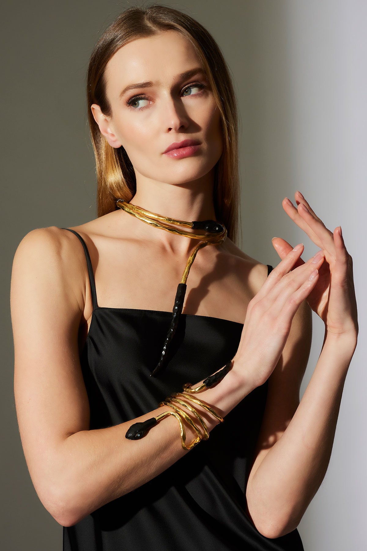 NATORI Gold Plated Brass Snake Choker Necklace