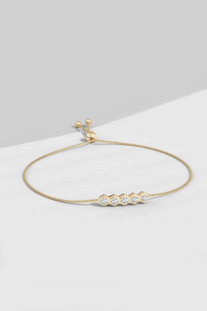 NATORI Buy Indochine 14k 5-Hexagon Diamond Bar Bolo Bracelet in 14K Yellow Gold Online