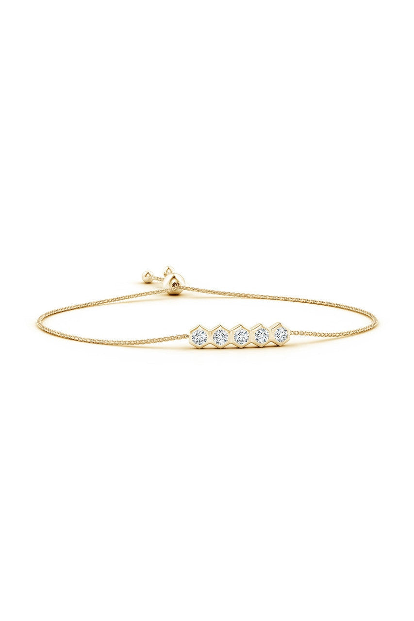 NATORI Buy Indochine 14k 5-Hexagon Diamond Bar Bolo Bracelet in 14K Yellow Gold Online