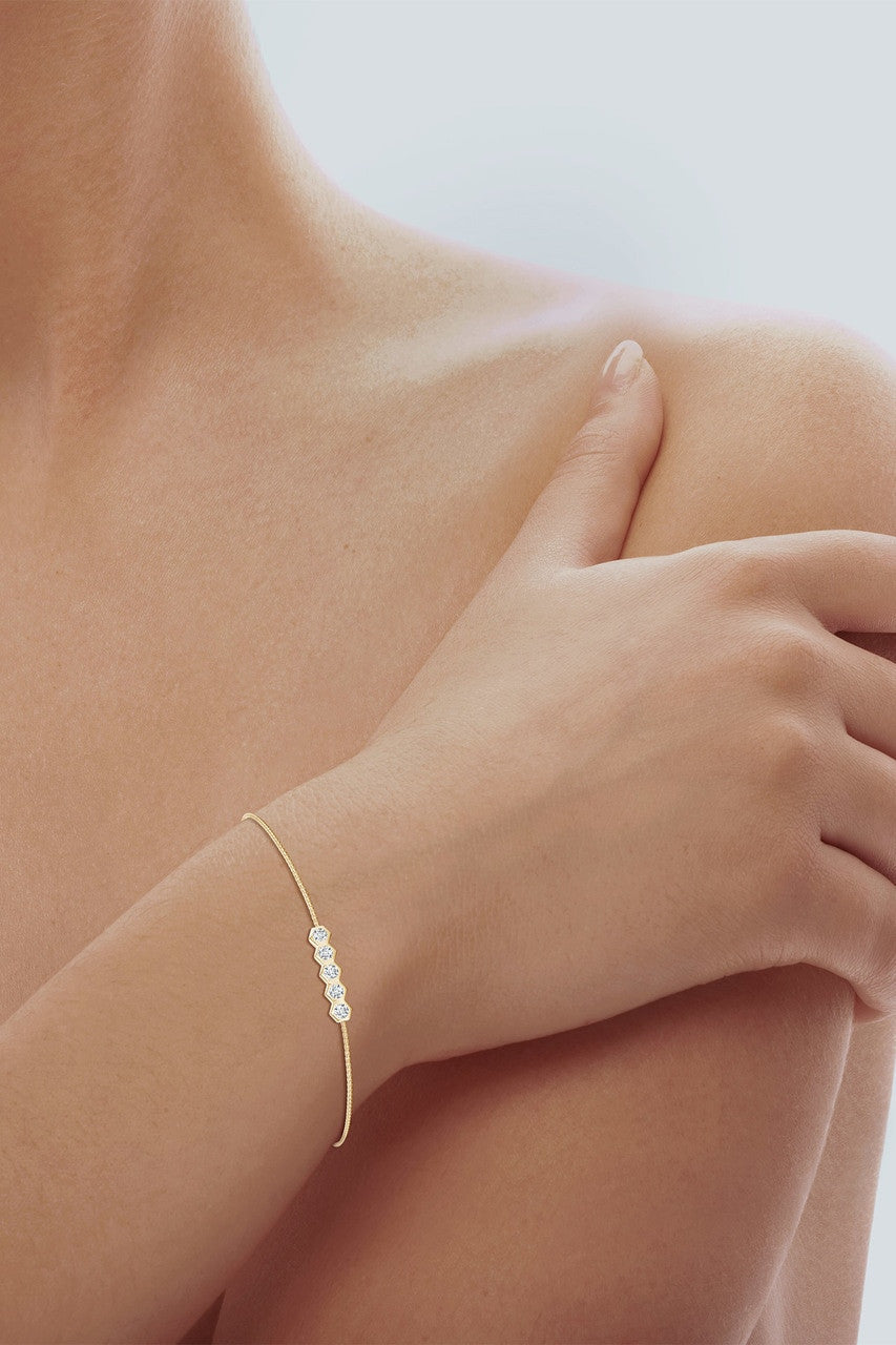 NATORI Buy Indochine 14k 5-Hexagon Diamond Bar Bolo Bracelet in 14K Yellow Gold Online