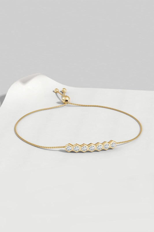 NATORI Buy Indochine 14k 7-Hexagon Diamond Bar Bolo Bracelet in 14K Yellow Gold Online