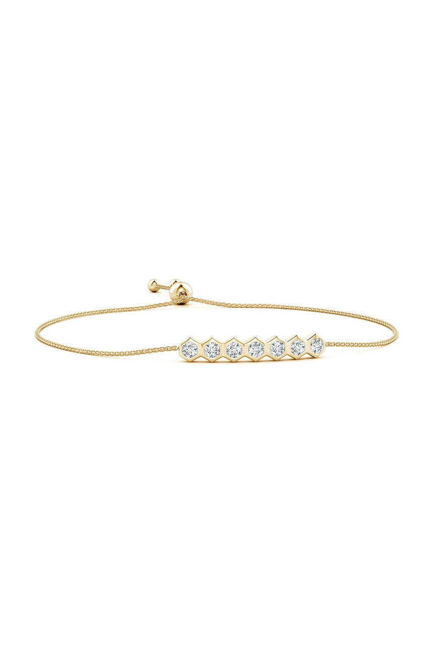NATORI Buy Indochine 14k 7-Hexagon Diamond Bar Bolo Bracelet in 14K Yellow Gold Online