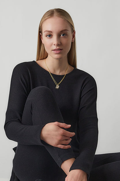 NATORI Buy Indochine Spirit 14k Evil Eye Bamboo Hexagon Frame Diamond Necklace in 14K Yellow Gold Online