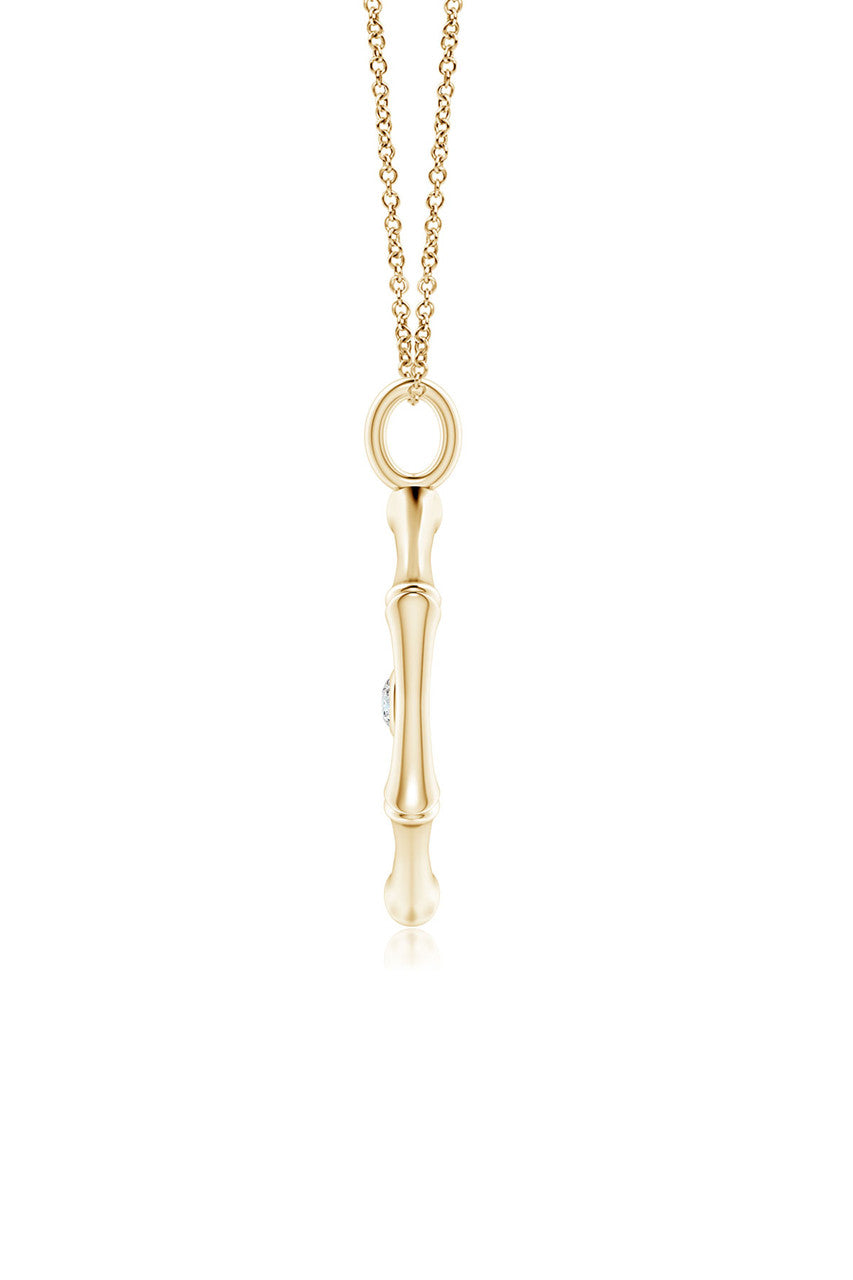 NATORI Buy Indochine Spirit 14k Evil Eye Bamboo Hexagon Frame Diamond Necklace in 14K Yellow Gold Online