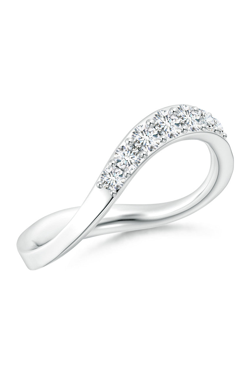 NATORI Buy Shangri-La Brushstroke 14K Gold and Diamond Half Eternity Stacking Ring in 14K White Gold Online