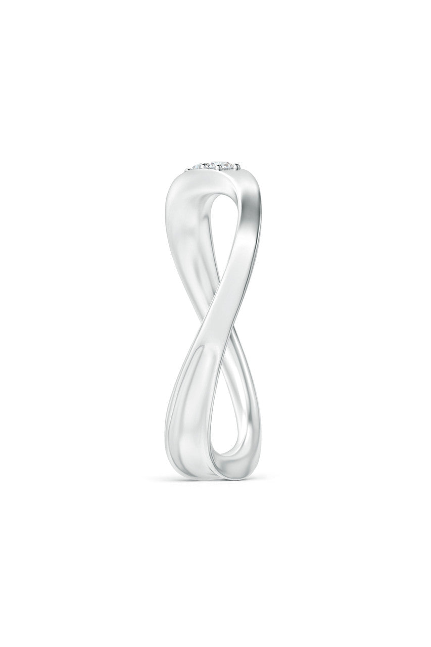 NATORI Buy Shangri-La Brushstroke 14K Gold and Diamond Half Eternity Stacking Ring in 14K White Gold Online