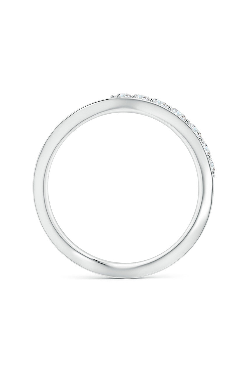 NATORI Buy Shangri-La Brushstroke 14K Gold and Diamond Half Eternity Stacking Ring in 14K White Gold Online