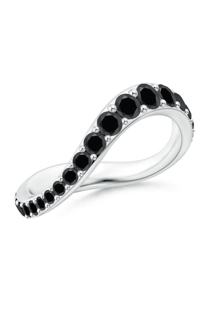 NATORI Buy Shangri-La Brushstroke 14K Gold and Black Diamond Full Eternity Stacking Ring in 14K White Gold Online