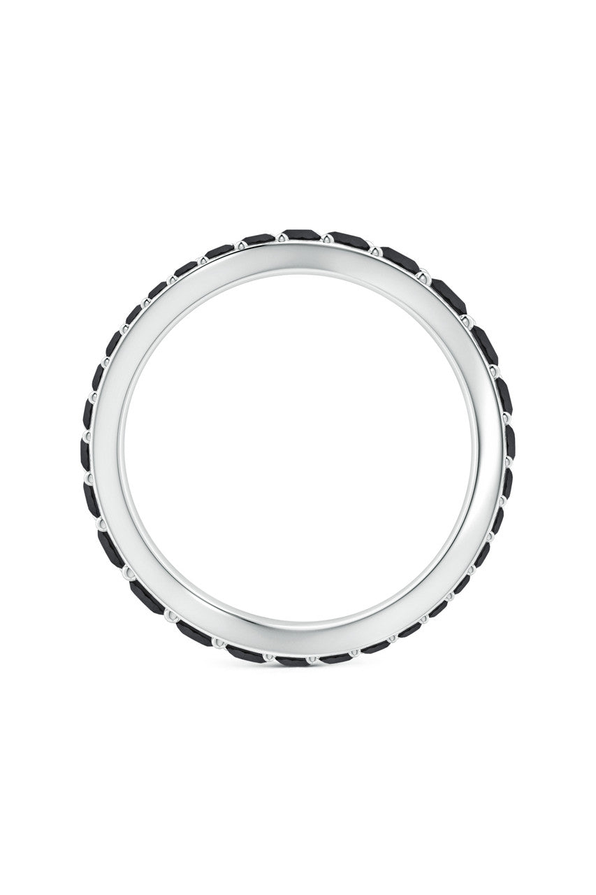 NATORI Buy Shangri-La Brushstroke 14K Gold and Black Diamond Full Eternity Stacking Ring in 14K White Gold Online