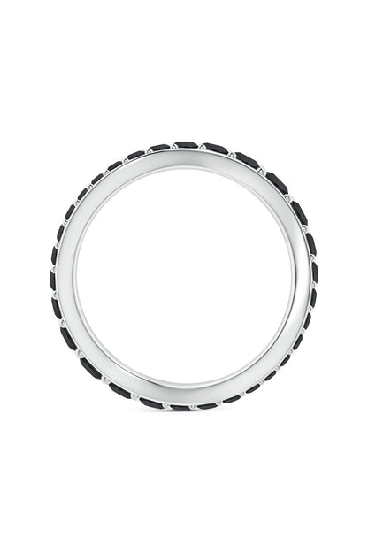 NATORI Buy Shangri-La Brushstroke 14K Gold and Black Diamond Full Eternity Stacking Ring in 14K White Gold Online