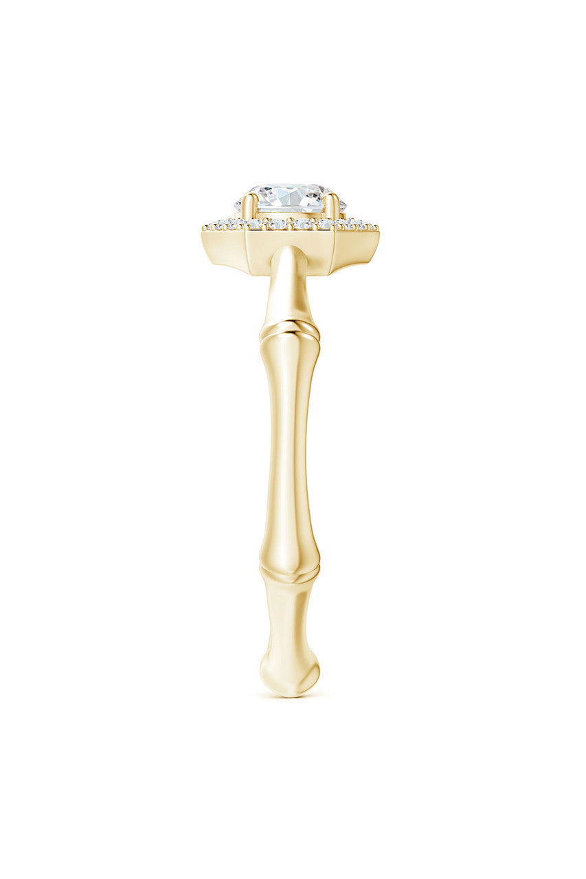 NATORI Buy Indochine 14k Hexagon Diamond Pave Halo Bamboo Ring in 14K Yellow Gold Online
