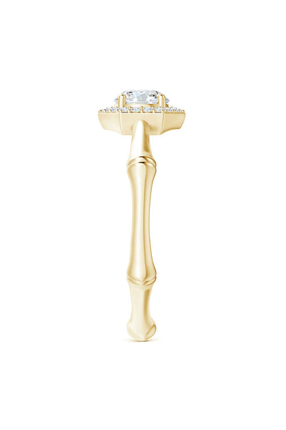 NATORI Buy Indochine 14k Hexagon Diamond Pave Halo Bamboo Ring in 14K Yellow Gold Online