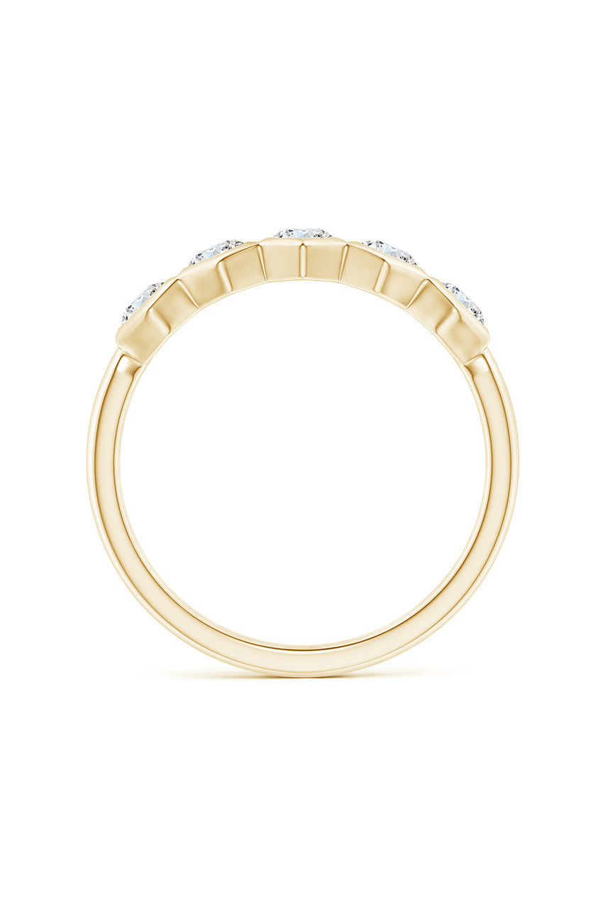 NATORI Buy Indochine 14k Hexagon 5-DiamondStacking Ring in 14K Yellow Gold Online