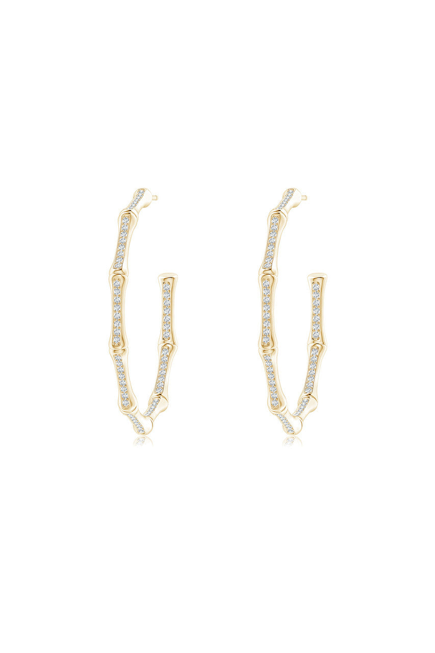 NATORI Buy Indochine 14k Medium Pave Diamond Hoop Earrings in 14K Yellow Gold Online