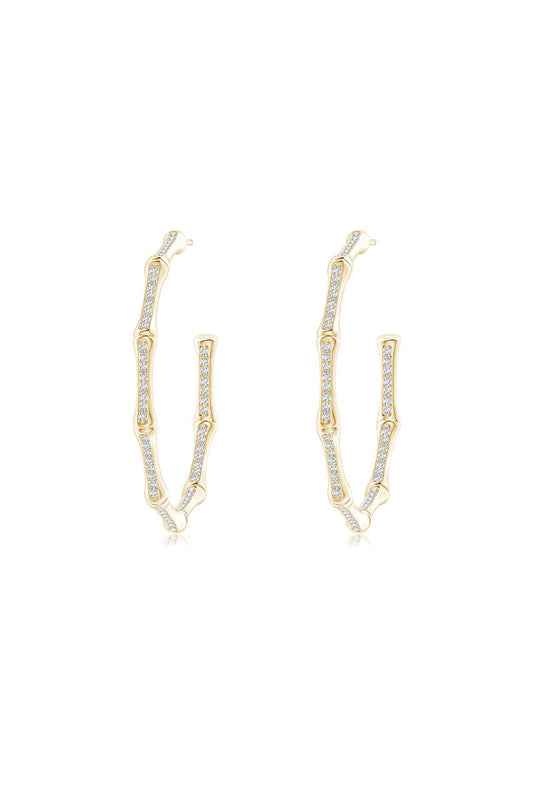 NATORI Buy Indochine 14k Medium Pave Diamond Hoop Earrings in 14K Yellow Gold Online
