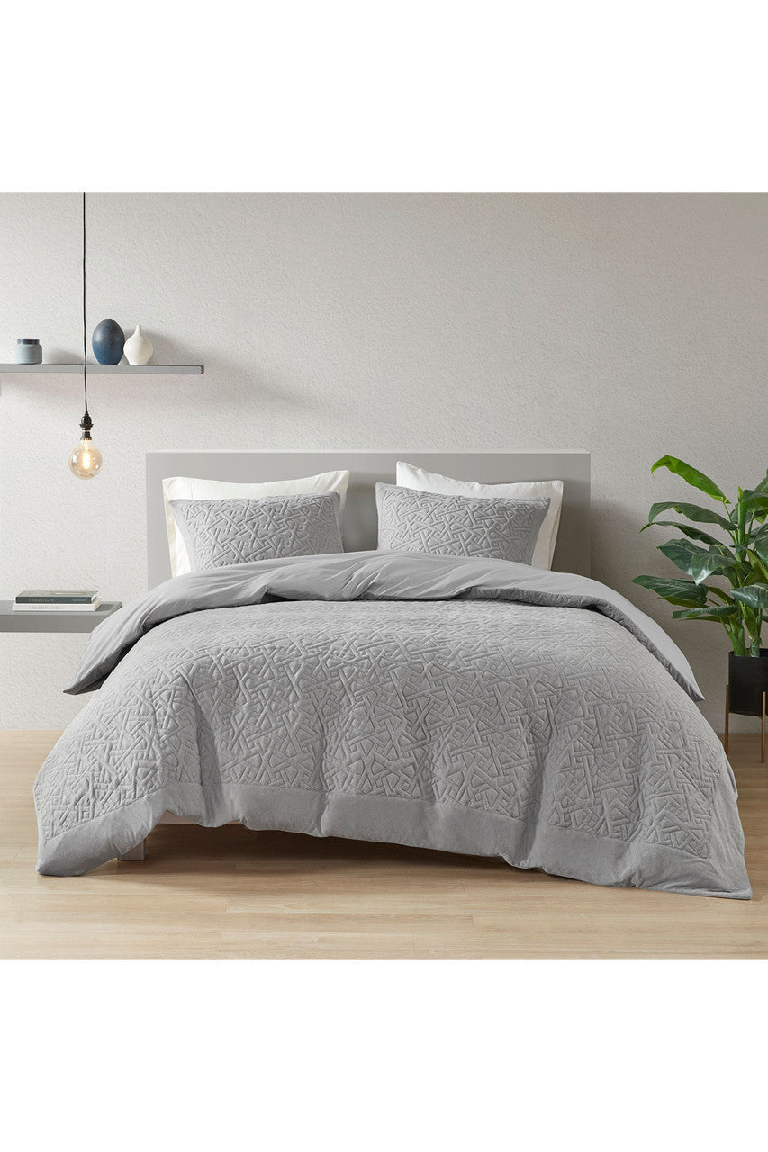 NATORI Buy Origami 3 Piece Quilt Top Grey Duvet Cover Mini Set in Grey Online