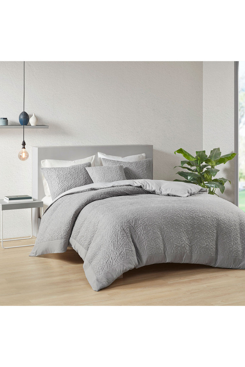 NATORI Buy Origami 3 Piece Quilt Top Grey Duvet Cover Mini Set in Grey Online