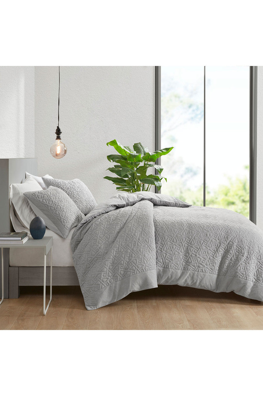 NATORI Buy Origami 3 Piece Quilt Top Grey Duvet Cover Mini Set in Grey Online