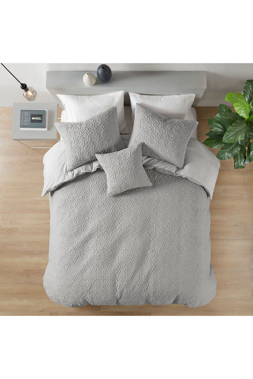 NATORI Buy Origami 3 Piece Quilt Top Grey Duvet Cover Mini Set in Grey Online