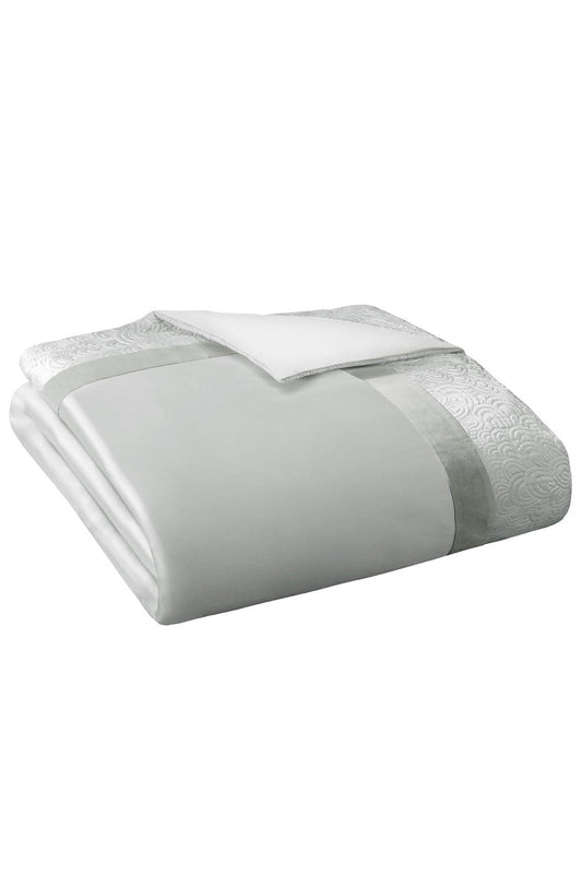 NATORI Buy Madame Ning Duvet Cover in Light Grey/Blanc De Blanc Online