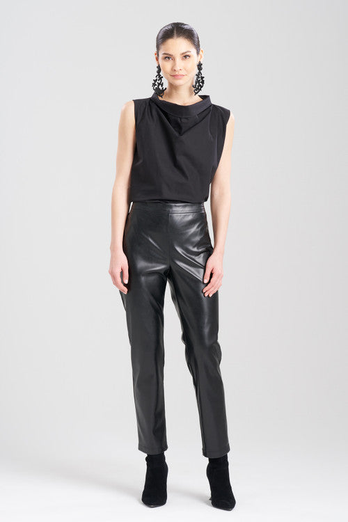 NATORI Buy Vegan Luxe Lambskin Ankle Pants in Black Online