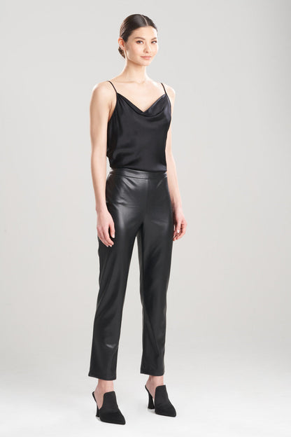 NATORI Buy Vegan Luxe Lambskin Ankle Pants in Black Online